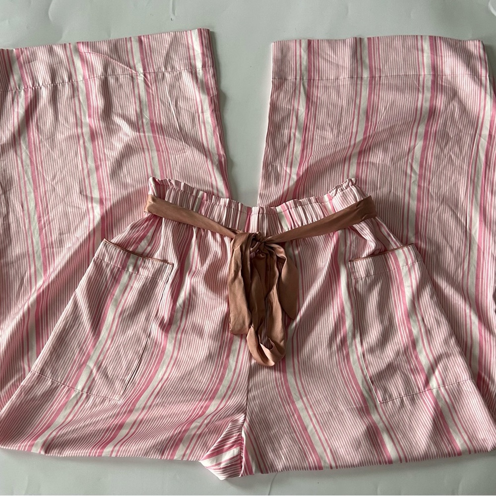 Victoria's Secret Striped Pajama Pants w/ Belt and Pockets Size XL NWT